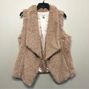 Calvin Klein Women's Blush Pink Faux Fur Vest Size Small